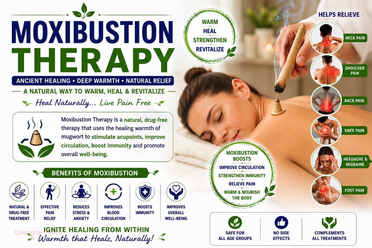 Moxibation Therapy treatment at Dr Desai Acupuncture and Nature Cure Centre in Sangli Miraj Kupwad, 